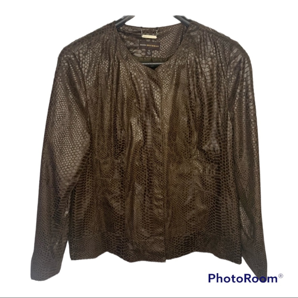Dana Bauchman Faux Alligator Light Weight Jacket Women’s Size XL Brown